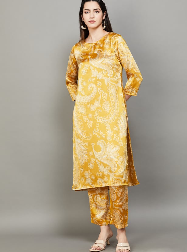 W Paisley Print Straight Kurta Set