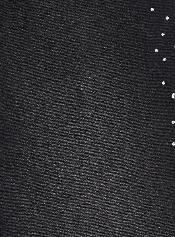 FAME FOREVER Girls Embellished Wide-Leg Jeans