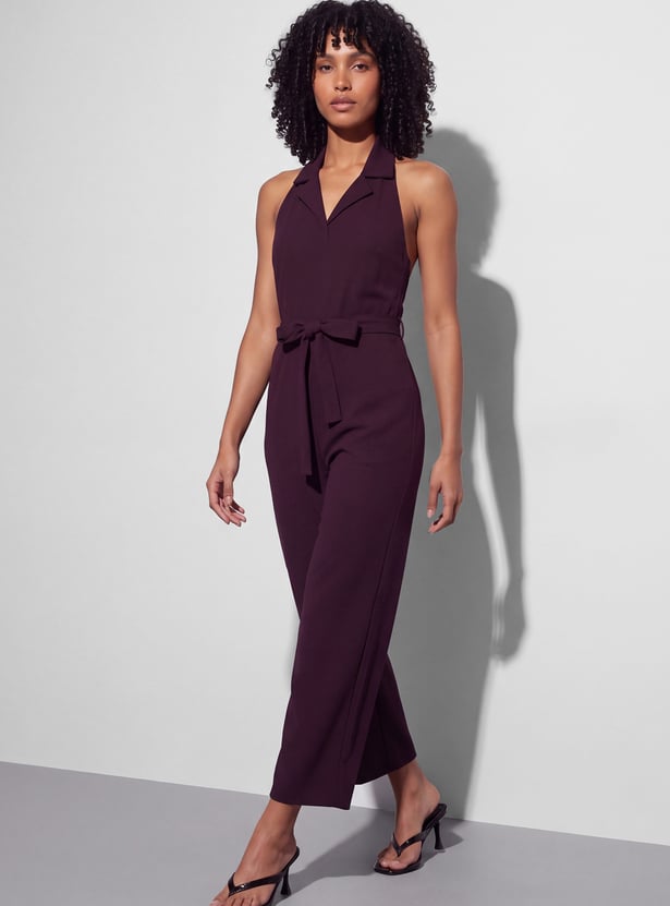 GINGER Solid Belted Jumpsuit