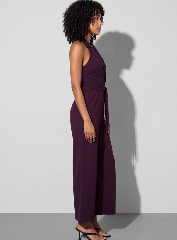 GINGER Solid Belted Jumpsuit
