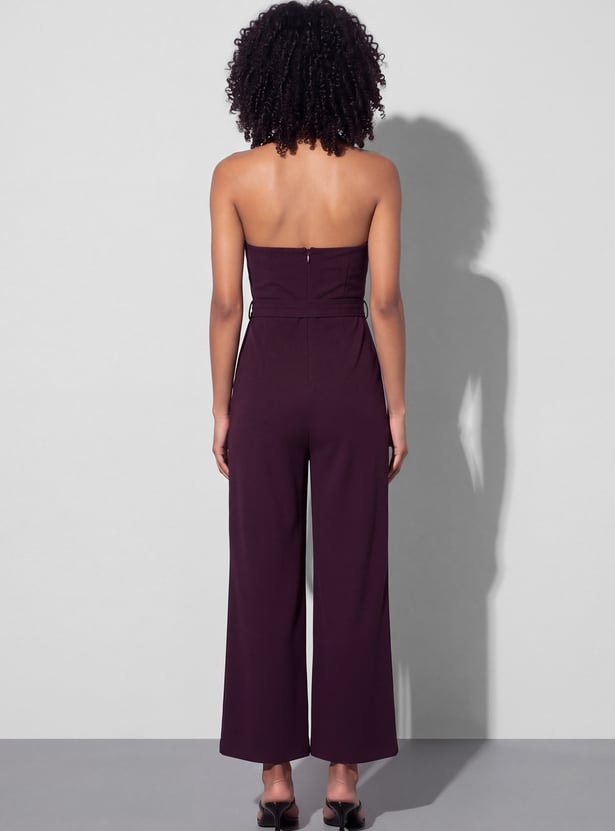 GINGER Solid Belted Jumpsuit