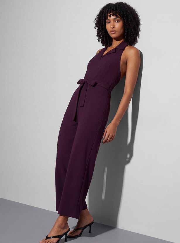GINGER Solid Belted Jumpsuit
