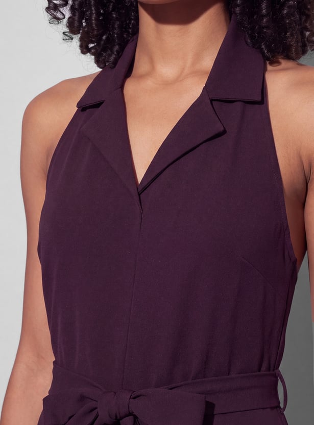 GINGER Solid Belted Jumpsuit