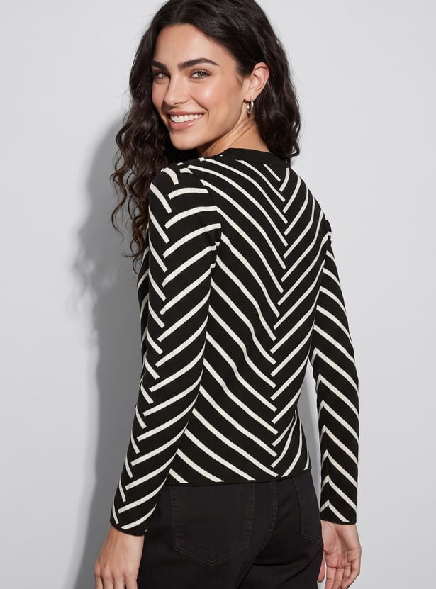 FAME FOREVER Striped Flat Knit Top