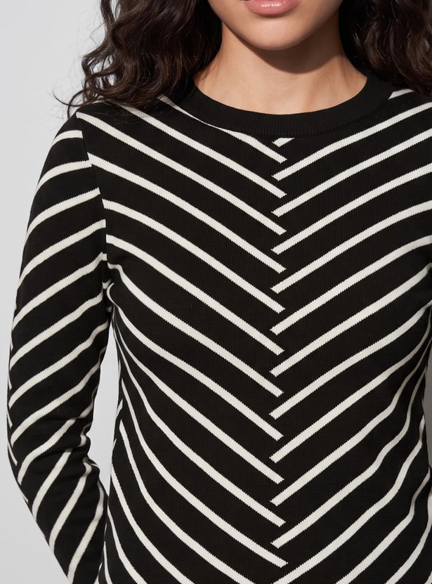 FAME FOREVER Striped Flat Knit Top