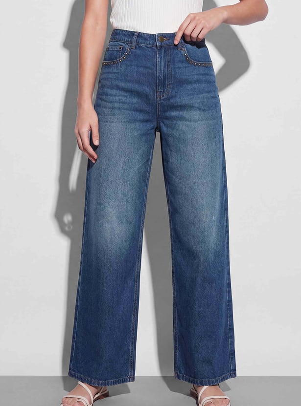 FAME FOREVER Washed Wide Leg Jeans
