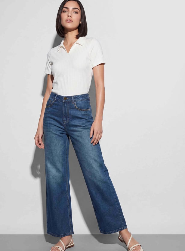 FAME FOREVER Washed Wide Leg Jeans