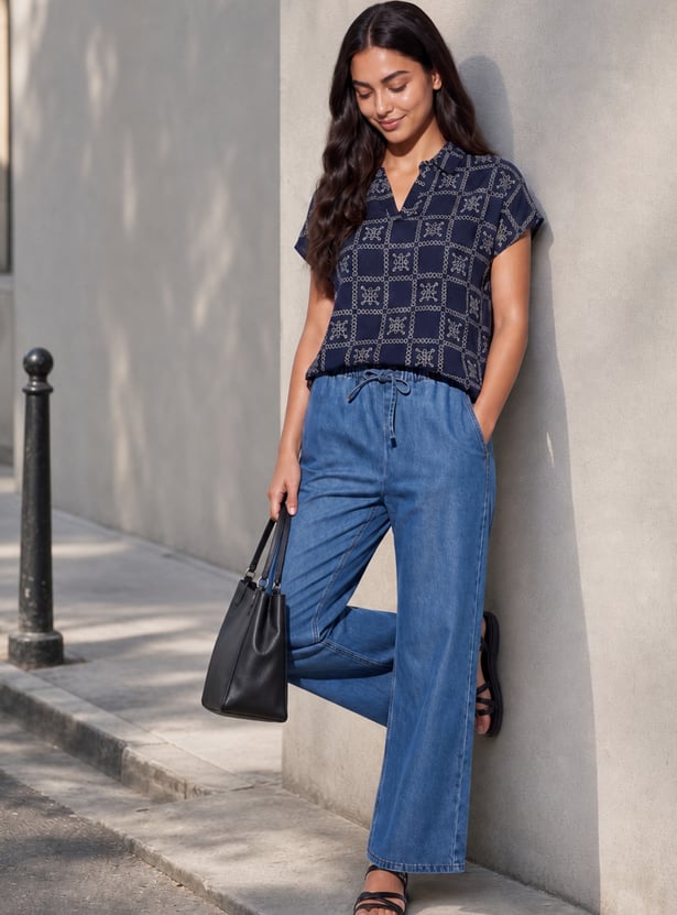 FAME FOREVER Solid Wide Leg Jeans