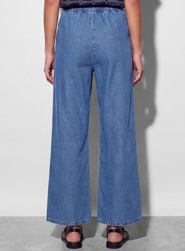 FAME FOREVER Solid Wide Leg Jeans