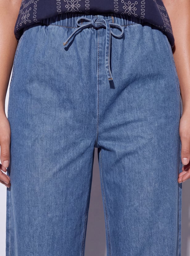 FAME FOREVER Solid Wide Leg Jeans