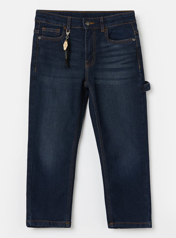 FAME FOREVER Boys Medium Wash Mid-Rise Jeans