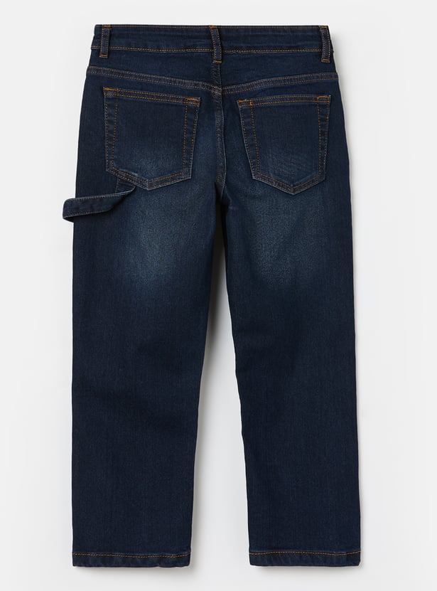 FAME FOREVER Boys Medium Wash Mid-Rise Jeans