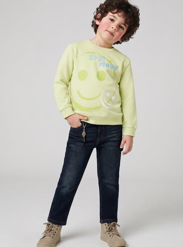 FAME FOREVER Boys Medium Wash Mid-Rise Jeans