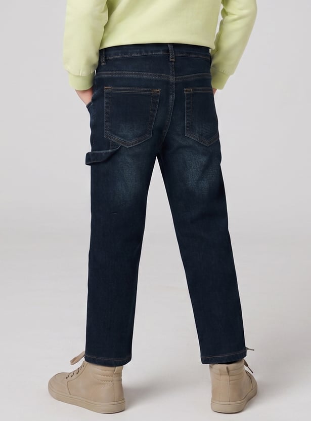 FAME FOREVER Boys Medium Wash Mid-Rise Jeans