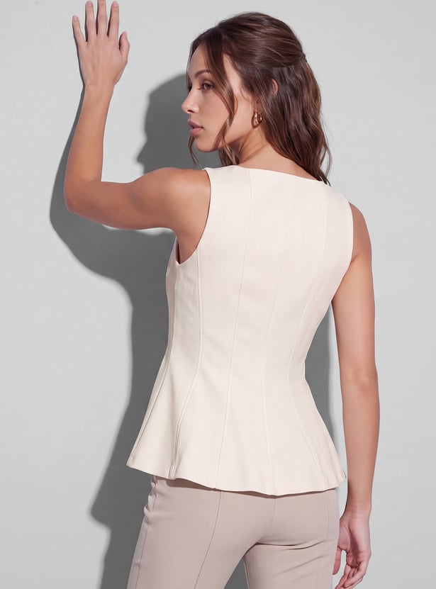 CODE Solid Panelled Peplum Top