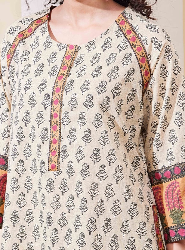 BIBA Floral Print Straight Kurta Set