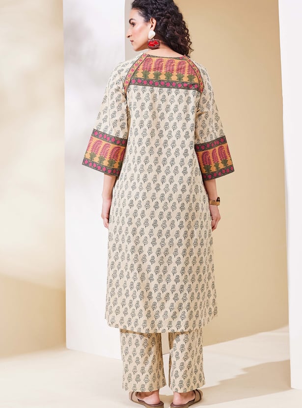 BIBA Floral Print Straight Kurta Set