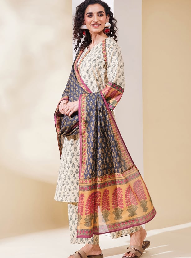 BIBA Floral Print Straight Kurta Set