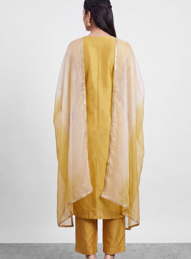MELANGE Embroidered Straight Kurta Set