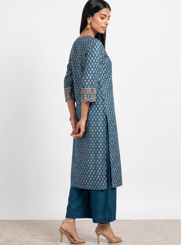 MELANGE Ethnic Motif Print Straight Kurta Set