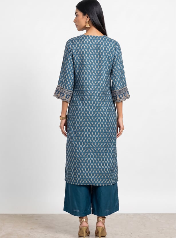 MELANGE Ethnic Motif Print Straight Kurta Set