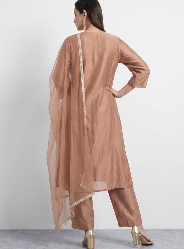 MELANGE Embroidered Straight Kurta Set