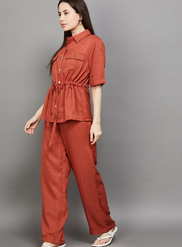AND Solid Button-Down Co-Ord Set