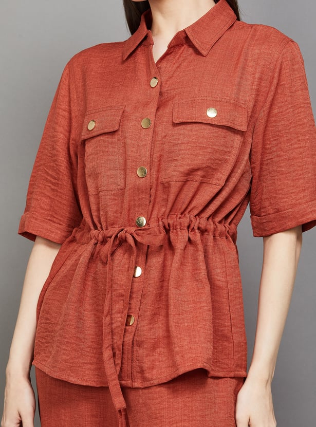 AND Solid Button-Down Co-Ord Set
