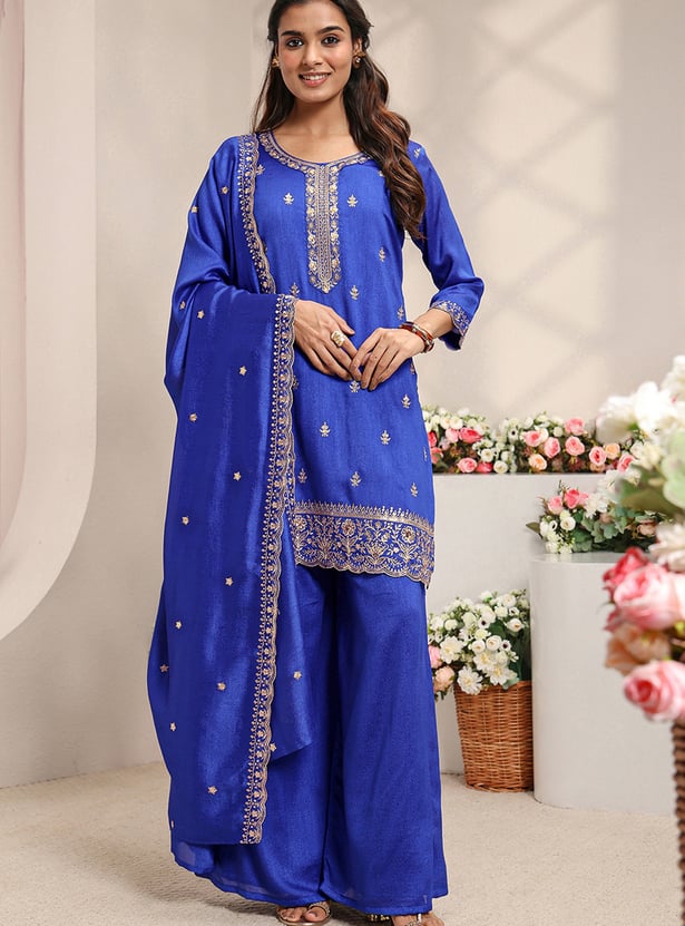 LIBAS Embroidered Kurta Palazzo Set