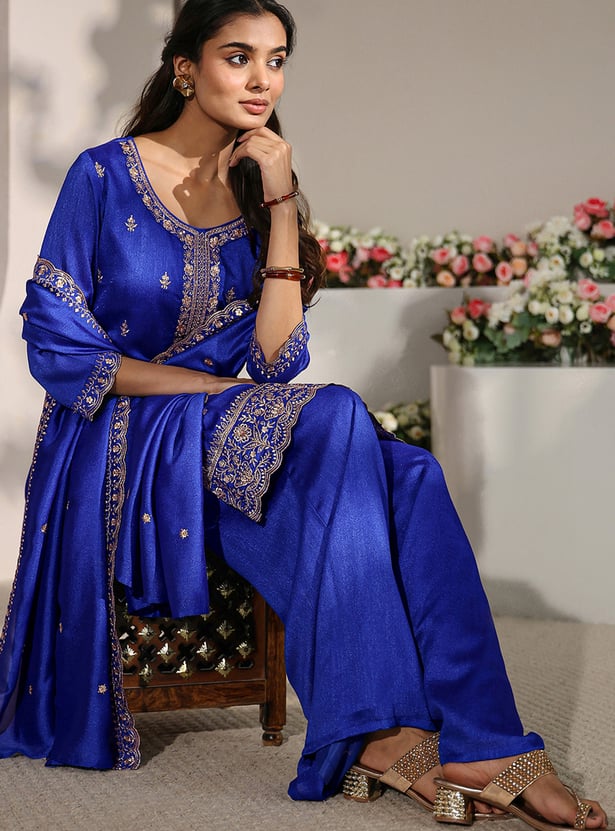 LIBAS Embroidered Kurta Palazzo Set