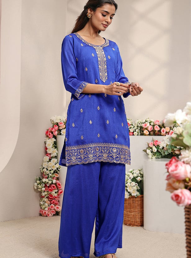 LIBAS Embroidered Kurta Palazzo Set