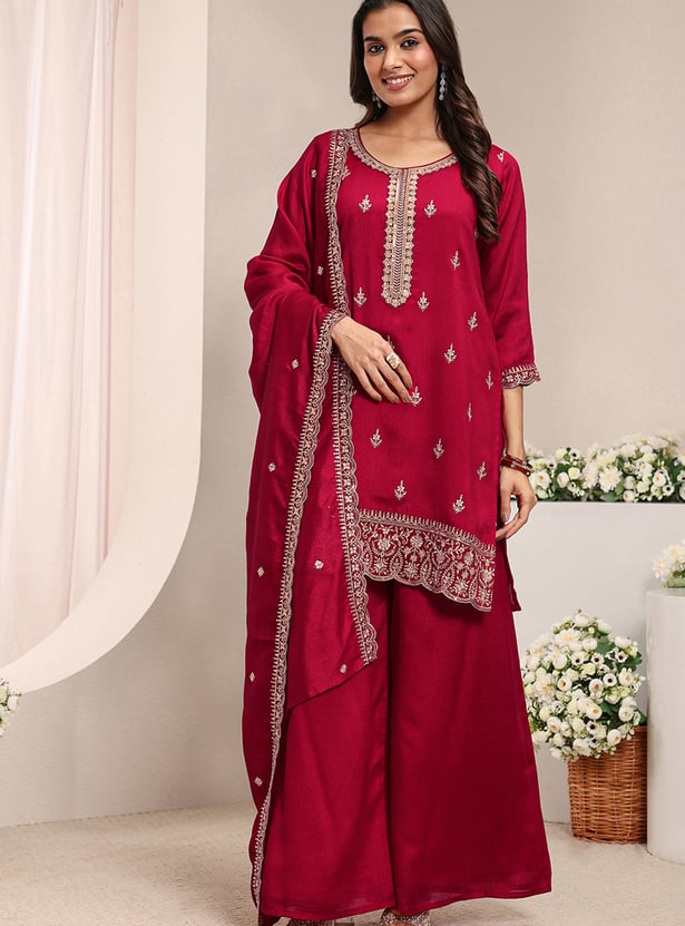 LIBAS Embroidered Kurta Palazzo Set