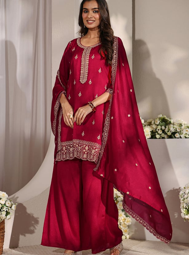 LIBAS Embroidered Kurta Palazzo Set