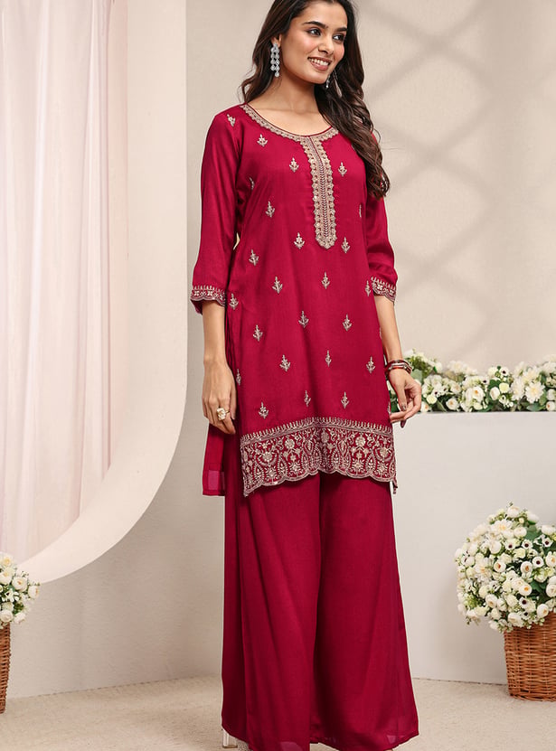 LIBAS Embroidered Kurta Palazzo Set