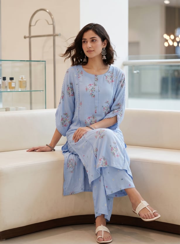 MELANGE Floral Print Kurta Set