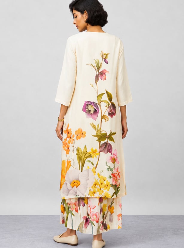 MELANGE Floral Print Straight Kurta Set