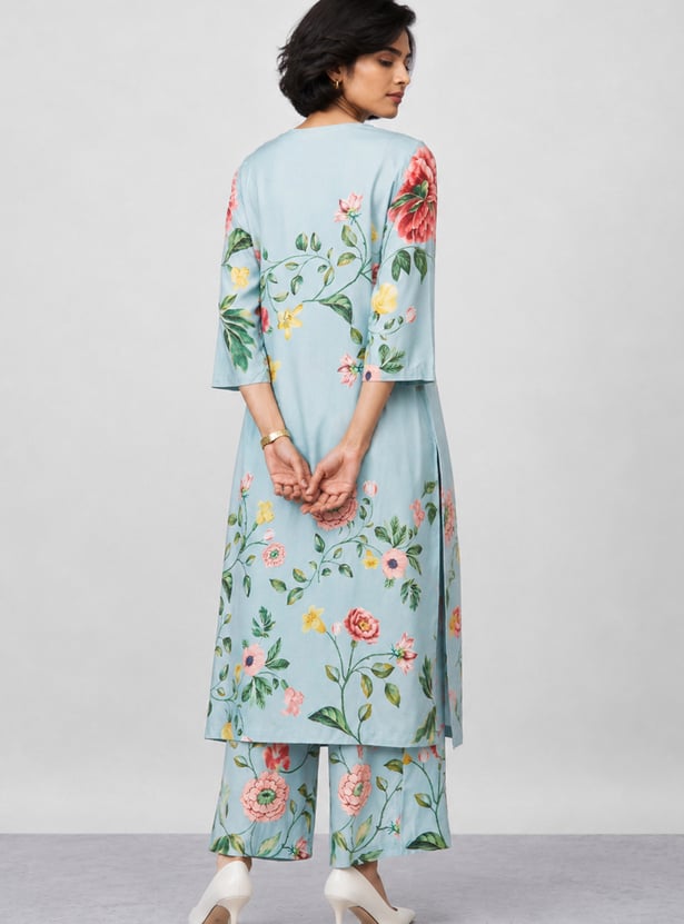 MELANGE Floral Print Straight Kurta Set