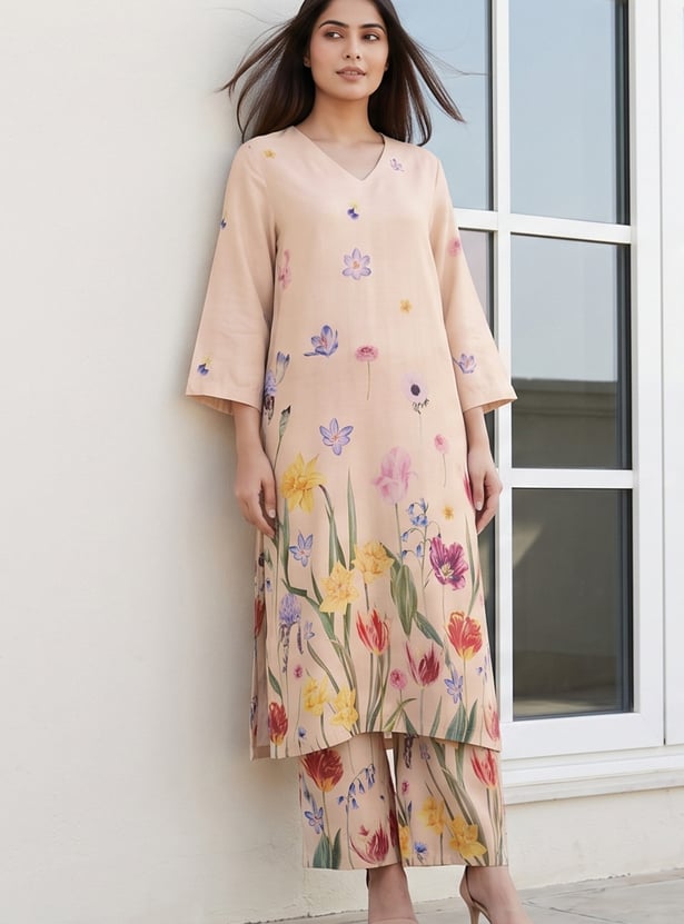 MELANGE Floral Print Kurta Set