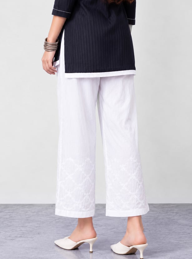 MELANGE Embroidered Flared Palazzos