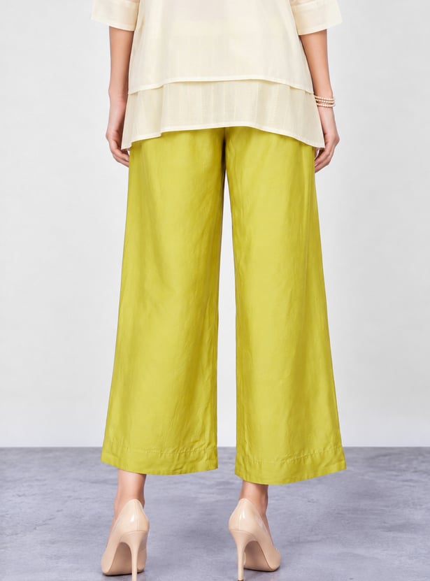 MELANGE Solid Flared Palazzos