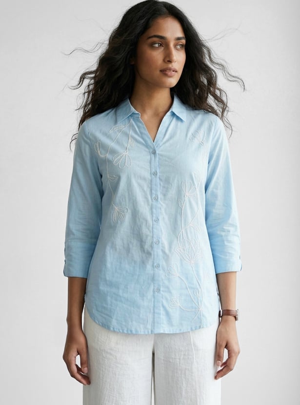 COLOUR ME Embroidered Shirt Style Top