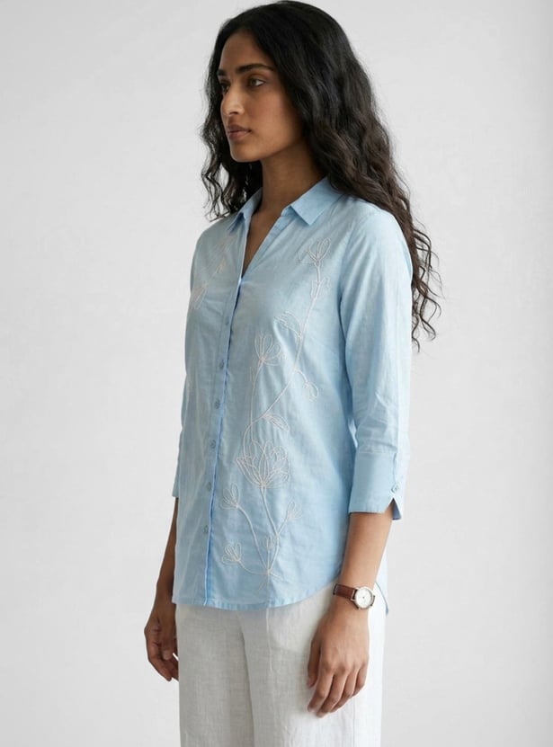 COLOUR ME Embroidered Shirt Style Top