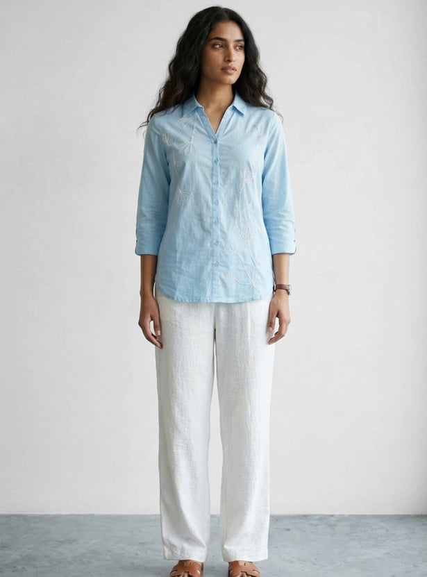 COLOUR ME Embroidered Shirt Style Top