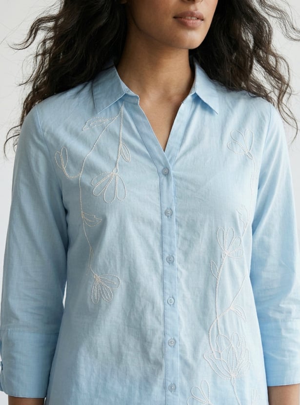COLOUR ME Embroidered Shirt Style Top