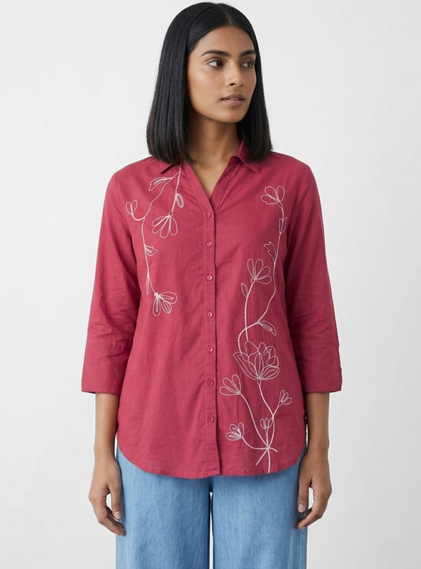 COLOUR ME Embroidered Shirt Style Top