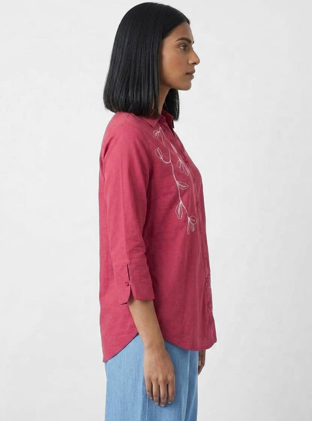 COLOUR ME Embroidered Shirt Style Top
