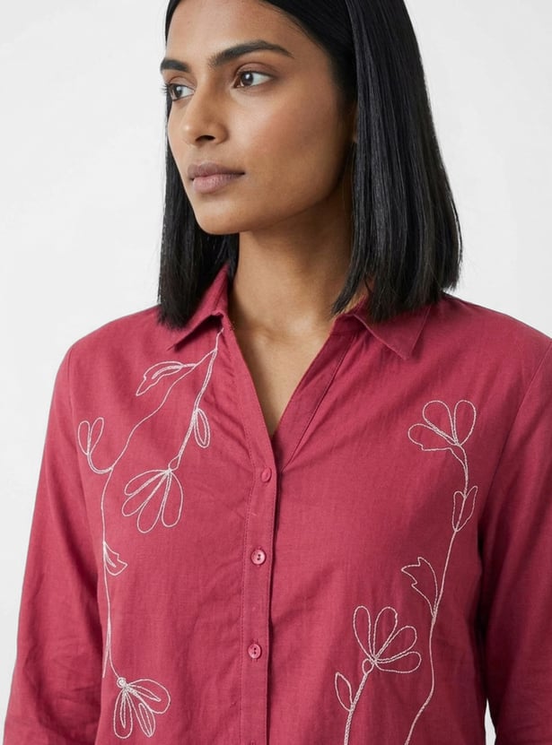 COLOUR ME Embroidered Shirt Style Top