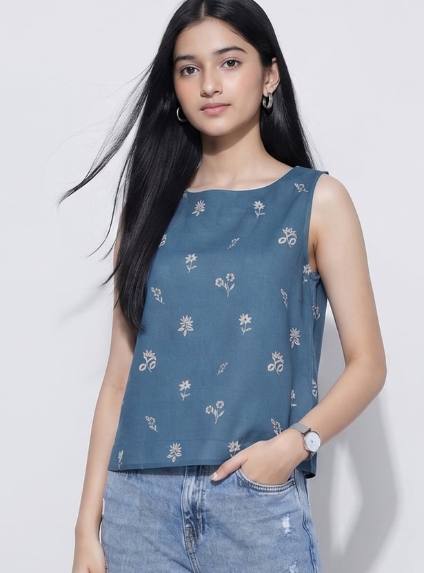 COLOUR ME BY MELANGE Floral Print Top