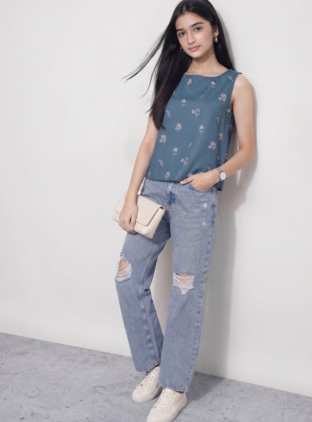COLOUR ME BY MELANGE Floral Print Top