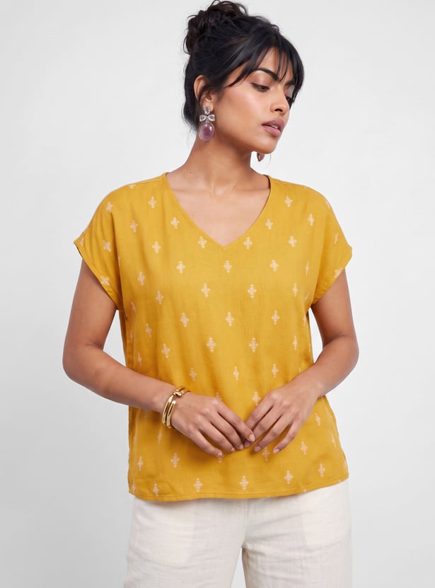 COLOUR ME Ethnic Motif Print Top